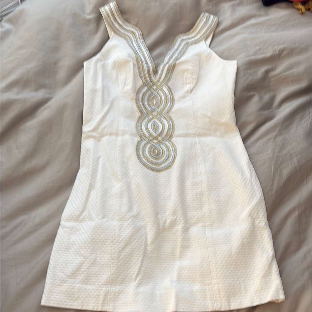 Lilly Pulitzer White Dress with Gold Accents
